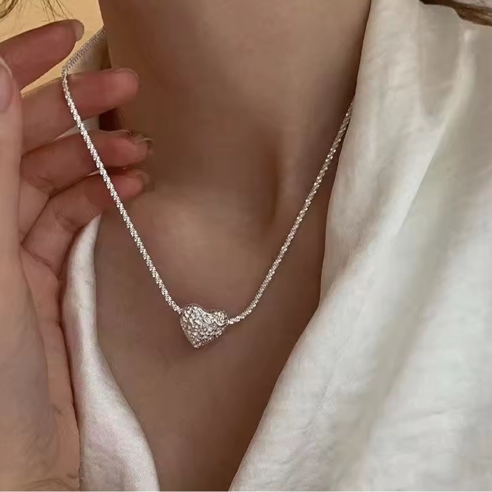 S925 Minimalist Silver Heart Necklace